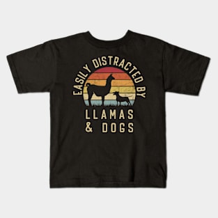 Easily distracted by Llamas and dogs I like heart Llama dog Kids T-Shirt